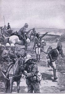 Bitva o Omdurman: MacDonaldova brigáda odrážející nápor Dervishů, ilustrace z Cassells History of England, 1900s od Henry Marriott Paget