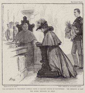 Konverze k římskokatolické víře princezny Heleny Černé Hory, obřad v Bari Královská svatba v Itálii od Henry Marriott Paget