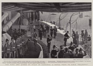 Král a královna Itálie na Sardinii, královská návštěva HMS Majestic od Henry Marriott Paget