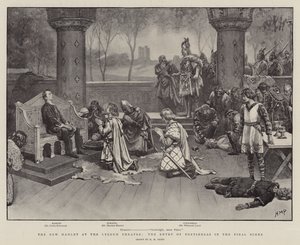 Nový Hamlet v divadle Lyceum, vstup do Fortinbras v závěrečné scéně