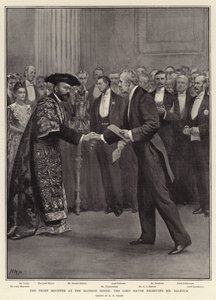 Premiér v Mansion House, lord starosta přijímá pana Balfoura od Henry Marriott Paget