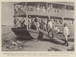 Soudan Advance, konvoj nemocných z Berberu naloďující se v Shalalu od Henry Marriott Paget