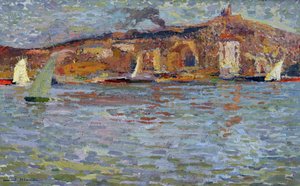 Přístav Marseille, starý přístav a „Dobrá matka“ (Catedral Notre Dame de la Garde (Notre-Dame-de-la-Garde). Malba Henriho Martina (1835-1908). Olej na plátně. Rozměr: 38x61 cm Povinná zmínka: Regards de Provence Foundation collection, Marseille