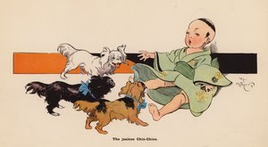 Ilustrace k filmu Dobrodružství japonské panenky (barevná litografie)