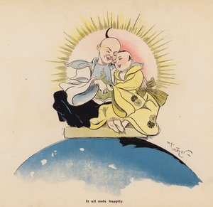 Ilustrace k filmu Dobrodružství japonské panenky (barevná litografie)