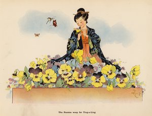 Ilustrace k filmu Dobrodružství japonské panenky (barevná litografie)