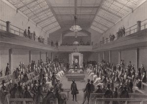 Předseda kárající osobu v baru v Dolní sněmovně, Westminster, Londýn (rytina) od Henry Melville