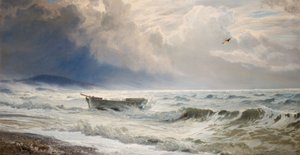 Drsné počasí na pobřeží, Cumberland, 1874. od Henry Moore