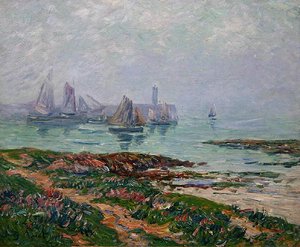 Pobřežní scéna s rybářskými čluny od Henry Moret