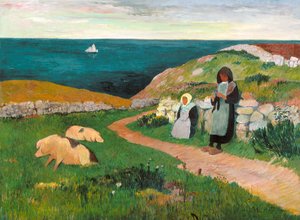 Young Breton Girls In The Field (olej na plátně)