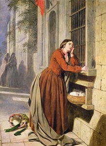 Matka uložila své dítě do Foundling Hospital v Paříži, kolem 1855-60 (olej na dřevě)
