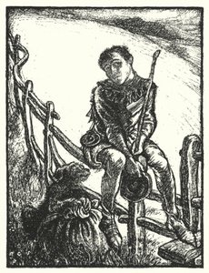 Shakespearova píseň: "Veselé srdce jde celý den, jsi smutný, unavený v míli" (litho)