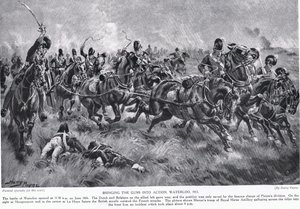 Uvedení zbraní do akce, Waterloo, ilustrace z „Hutchinsonova příběhu britského národa“