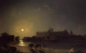 Pohled za měsíčního svitu na hrad Windsor z Temže od Henry Pether