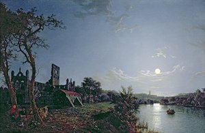 Ráno s výhledem na Kirkstall Abbey (olej na plátně)