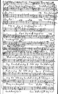 Autogram rukopisu partitury k žalmu 137 Jak budeme zpívat píseň pánů v cizí zemi, před rokem 1683 od Henry Purcell