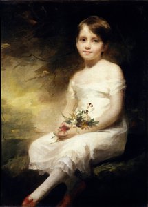 Portrét Nancy Grahamové nebo holčičky držící květiny Obraz Henry Raeburn (1756-1823) (ec.angl.) 19. století Sun. 0,91x0,71 m Paříž, musee du Louvre.