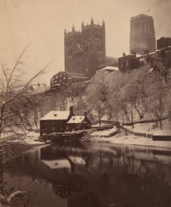 Durhamská katedrála v zimě,cca. 1857 (foto) od Henry Reverend Holden