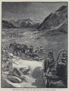 Návrat z Kary na ledě řeky Shilka (litho) od Henry Sandham