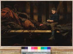 Čas večeře – Ambrose Rouffignac v Sail Loft, 1883 od Henry Scott Tuke