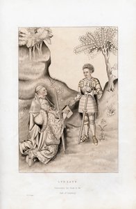 Lydgate představuje svou knihu hraběti ze Salisbury, 1426, 1843. od Henry Shaw