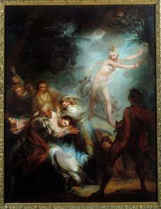 Strašidelný les. Obraz Henryho Singletona (1766 - 1839).