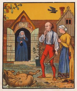 Krejčí a vrána (barevná litografie) od Henry Stacy (after) Marks