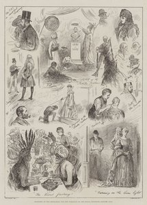 Náčrtky na zkoušce pro Tableaux kostýmního plesu Royal Institute