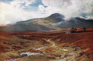 Vřesoviště u Killinu, Perthshire (barevná litografie)