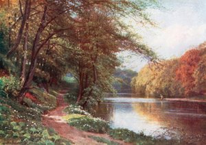 Na řece Ayr, Ayrshire (barevná litografie)