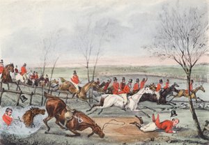"Proboha, past na panoše!" "Ještě trochu a měl jsem to za sebou!" zvolá Mytton. (litografie) od Henry Thomas (after) Alken