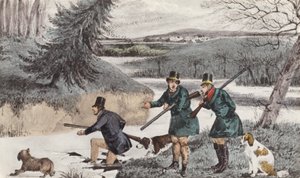 Střelba v Myttonu v zimě (litografie) od Henry Thomas (after) Alken