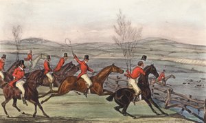 "Nyní ke cti Shropshiru!" Shavingtonský den; zkouška soupeřících smeček, a tedy i soupeřících jezdců (litografie) od Henry Thomas (after) Alken