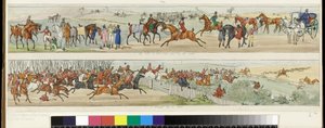 9. Moje duše je v plamenech a touží po poli! 10. Boj o začátek. Lovecký výlet do Melton Mowbray, 1822 od Henry Thomas Alken