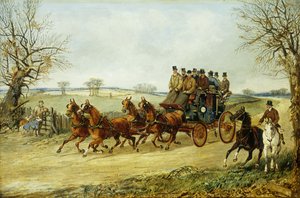 Trenér a čtyři na podzimní cestě, od Henry Thomas Alken