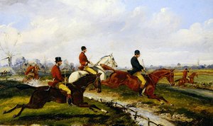 Lovecká scéna (kvaš na panelu) (viz 349142 pro pár) od Henry Thomas Alken