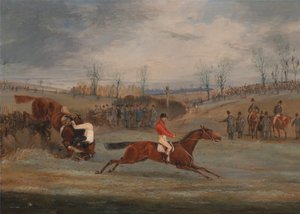 Scény z dostihu na překážkách: Blízko cíle od Henry Thomas Alken