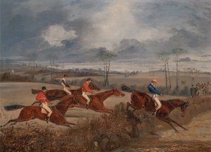 Scény ze steeplechase: Taking a Hedge, ca. 1845. od Henry Thomas Alken