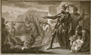 Edward I. odstraňuje kámen z Scone, vyryl Neagle, ilustrace z 