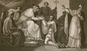 Submission of John, rytý Delatre, ilustrace z Davida Humea 