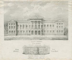 Stoke-upon-Trent - Zamýšlený nový trh a radnice: litografie, nd [c 1834] od Henry Ward
