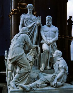 Výroby, sochařská skupina z Albertova památníku, dokončena v roce 1876 (žula)