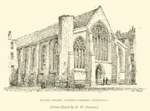 Austin Friars, Londýn, současný stav (rytina) od Henry William Brewer
