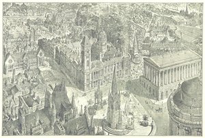 Pohled na Birmingham z ptačí perspektivy v roce 1886. od Henry William Brewer