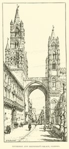 Katedrála a arcibiskupský palác, Palermo (rytina) od Henry William Brewer
