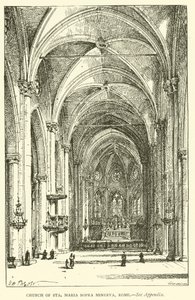 Kostel Sta Maria Sopra Minerva, Řím (rytina) od Henry William Brewer