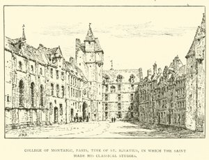 College of Montaigu, Paříž, doba svatého Ignáce, ve které světec prováděl svá klasická studia (rytina) od Henry William Brewer
