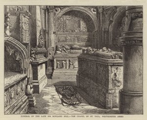 Pohřeb zesnulého sira Rowlanda Hill, kaple svatého Pavla, Westminsterské opatství od Henry William Brewer