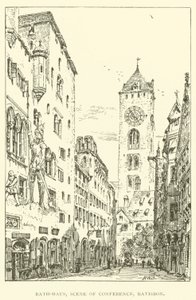 Rath-Haus, dějiště konference, Ratisbon (rytina) od Henry William Brewer