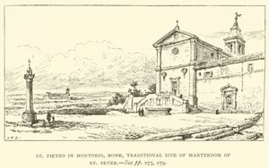 St Pietro in Montorio, Řím, tradiční místo mučednictví svatého Petra (rytina) od Henry William Brewer